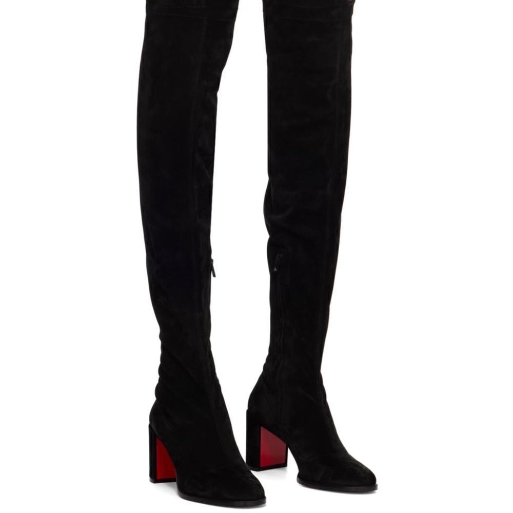 Christian Louboutin Black Stretchadoxa Botta Alta Suede Boots size 37
